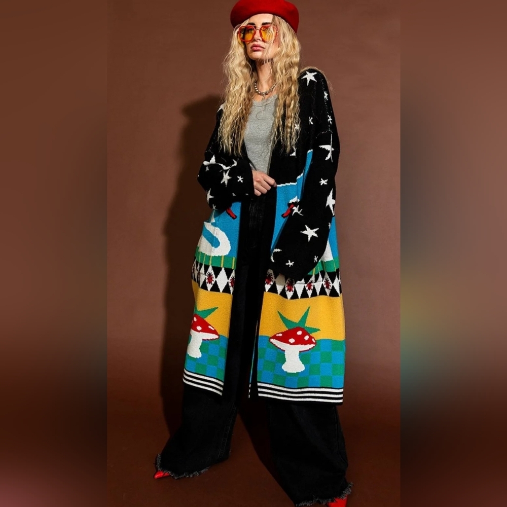 Dressed In Lala Dreamland Longline Blanket Cardigan Size S/M